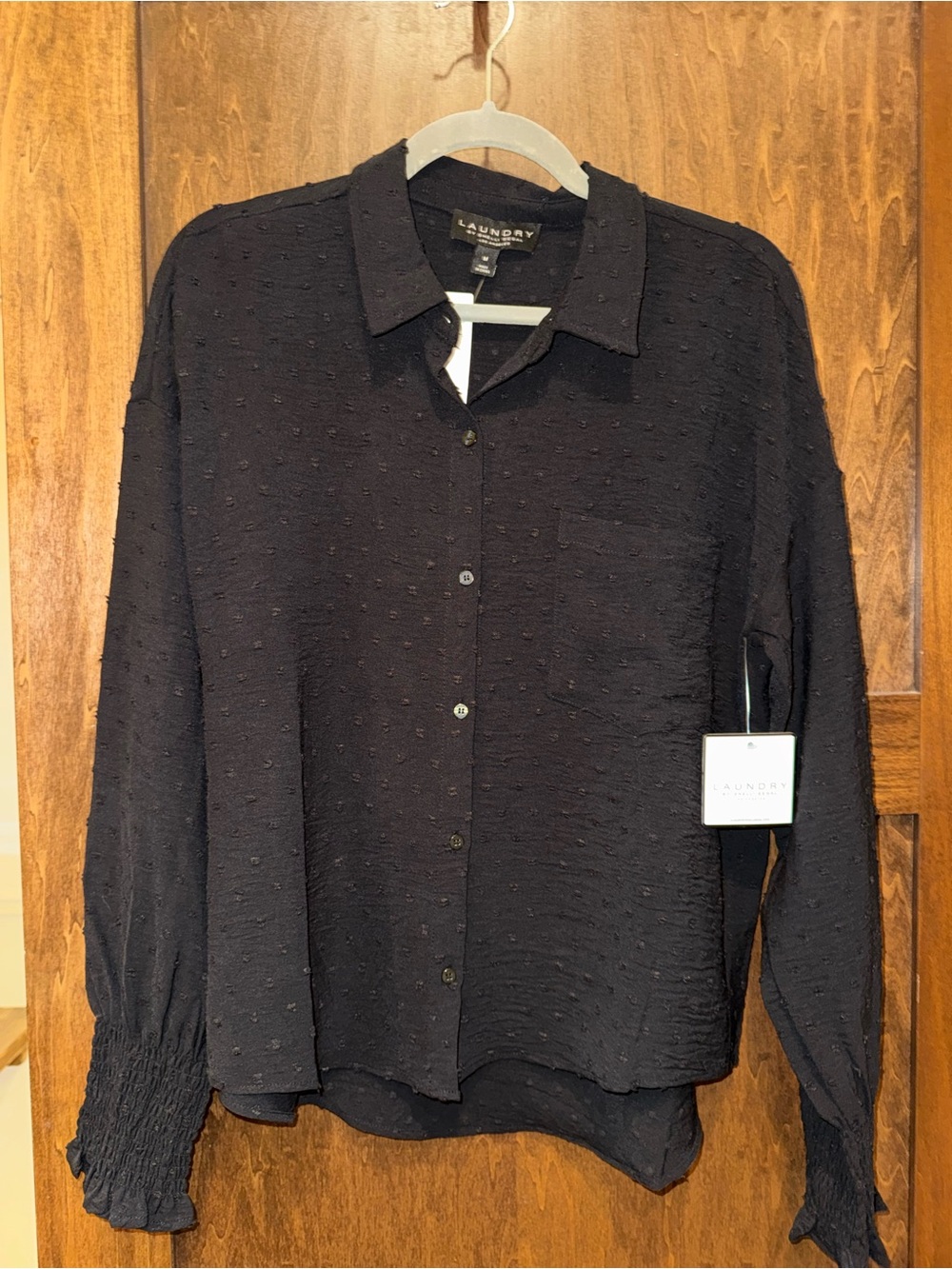 Laundry by Shelli Segal Women’s Black Textured Button-Up Shirt- NWT